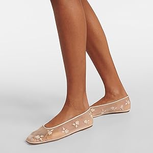 Amazon.com | Arqa Beige Mesh Ballet Flats for Women Floral
